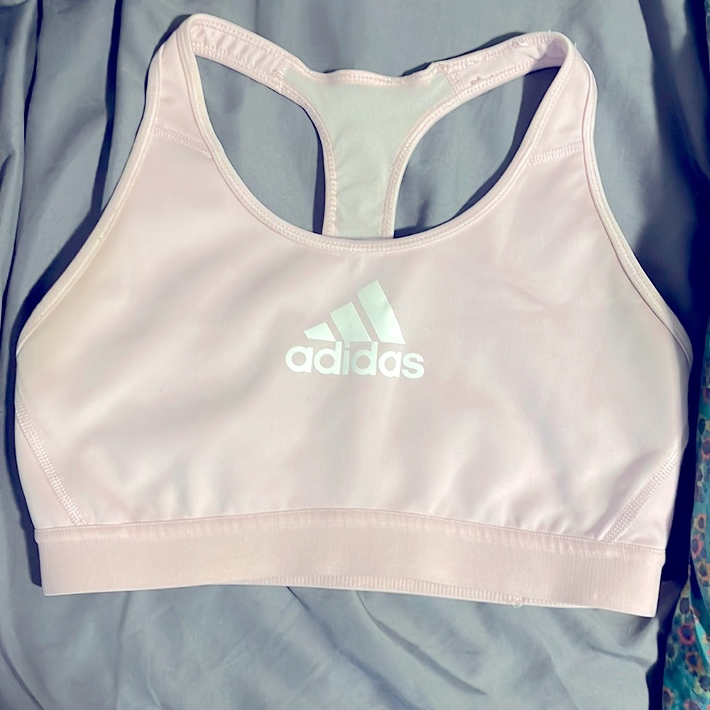 Adidas Women’s Sports Bra:  light pink, mesh racer back detail
